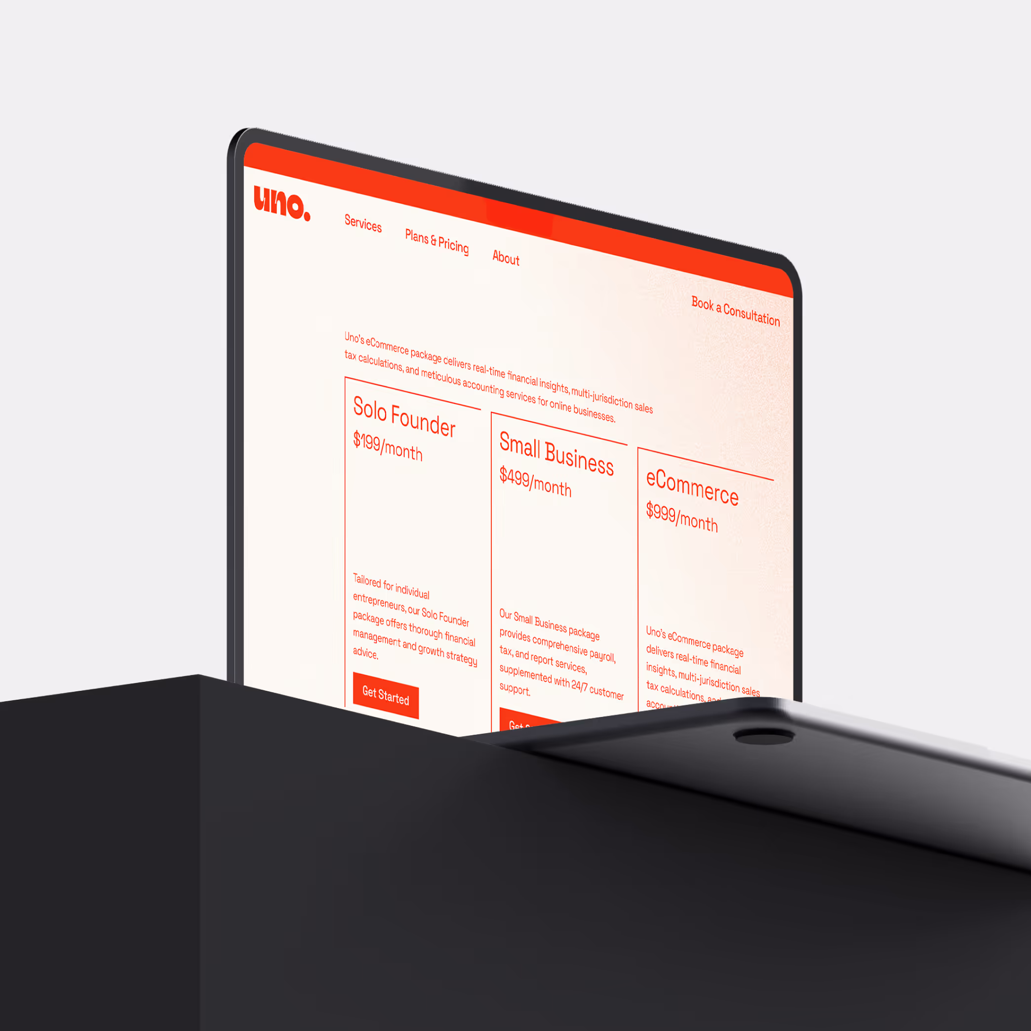 Uno case study preview — branding and website